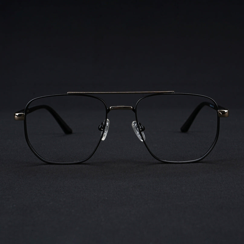 Voyage Silverline Matt Black & Golden Wayfarer Eyeglasses for Men & Women - MG5345-C1