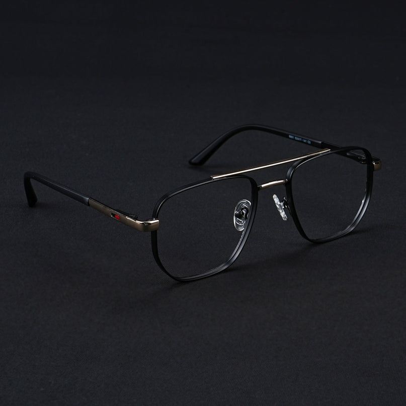 Voyage Silverline Matt Black & Golden Wayfarer Eyeglasses for Men & Women - MG5345-C1