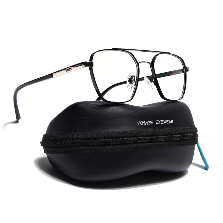 Voyage Silverline Shine Black & Silver Wayfarer Eyeglasses for Men & Women - MG5351-C3
