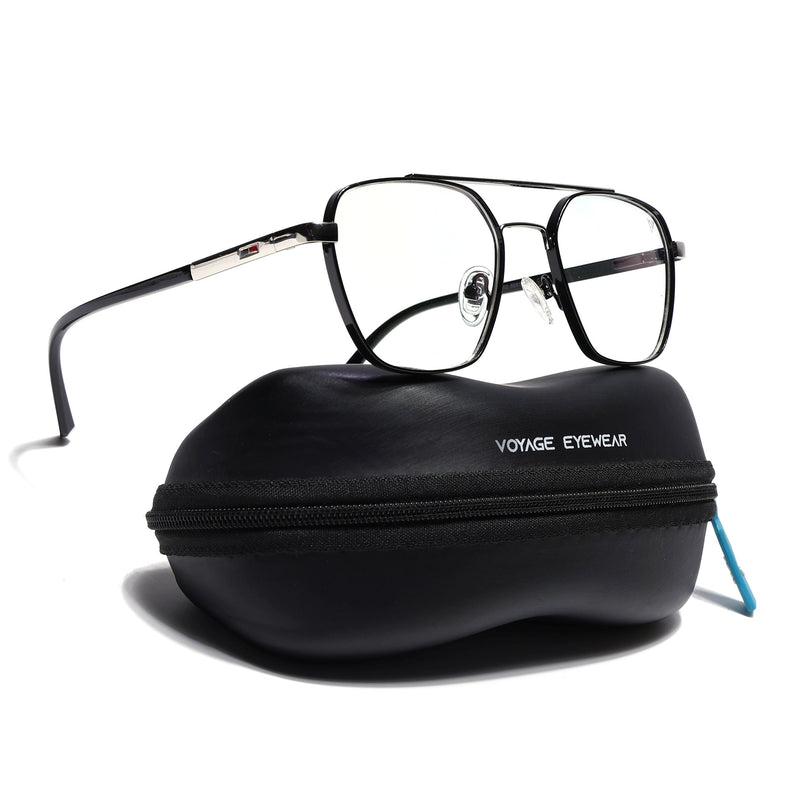 Voyage Silverline Shine Black & Silver Wayfarer Eyeglasses for Men & Women - MG5351-C3