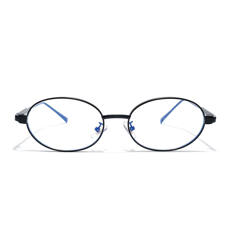 Voyage Black Oval Eyeglasses for Men & Women (6A010FMG7772)
