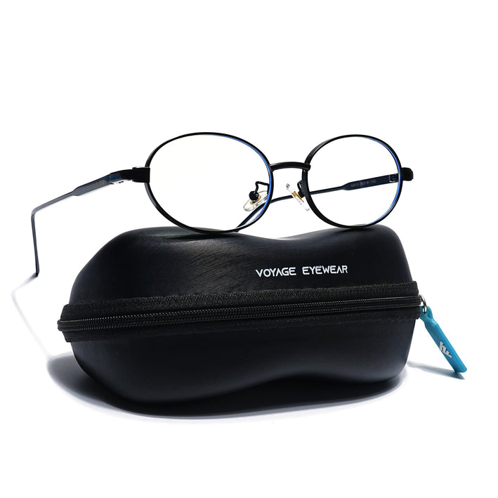 Voyage Black Oval Eyeglasses for Men & Women (6A010FMG7772)