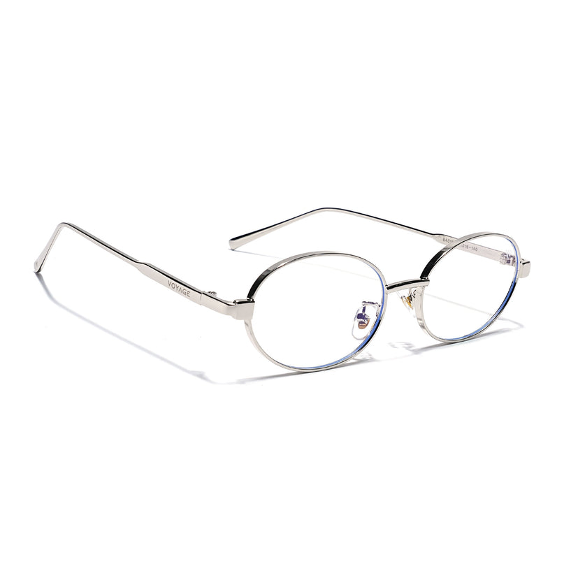 Voyage Silver Oval Eyeglasses for Men & Women (6A010FMG7773)