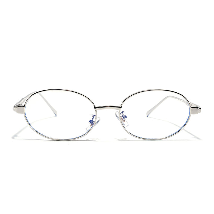 Voyage Silver Oval Eyeglasses for Men & Women (6A010FMG7773)