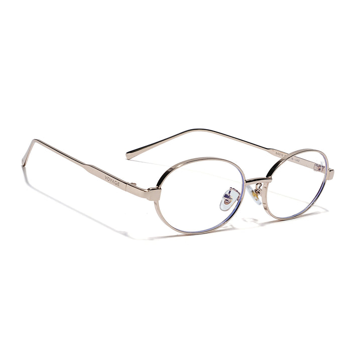 Voyage Golden Oval Eyeglasses for Men & Women (6A010FMG7774)