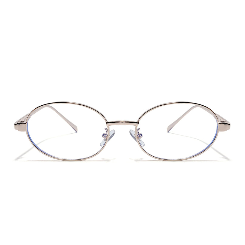 Voyage Golden Oval Eyeglasses for Men & Women (6A010FMG7774)