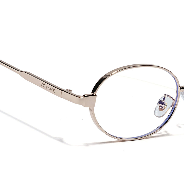 Voyage Golden Oval Eyeglasses for Men & Women (6A010FMG7774)