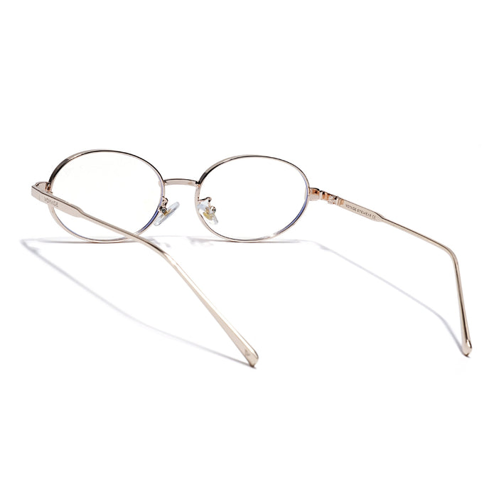 Voyage Golden Oval Eyeglasses for Men & Women (6A010FMG7774)