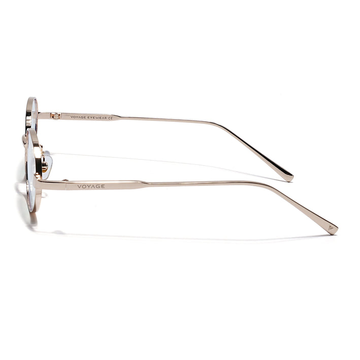 Voyage Golden Oval Eyeglasses for Men & Women (6A010FMG7774)