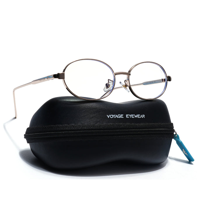 Voyage Golden Oval Eyeglasses for Men & Women (6A010FMG7774)