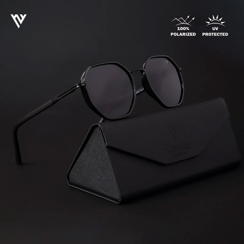 Black Geometric Polarized Sunglasses - PMG4205