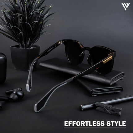 Active Black Round Polarized Sunglasses - PMG4473