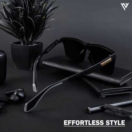 Active Black Wayfarer Polarized Sunglasses - PMG4477