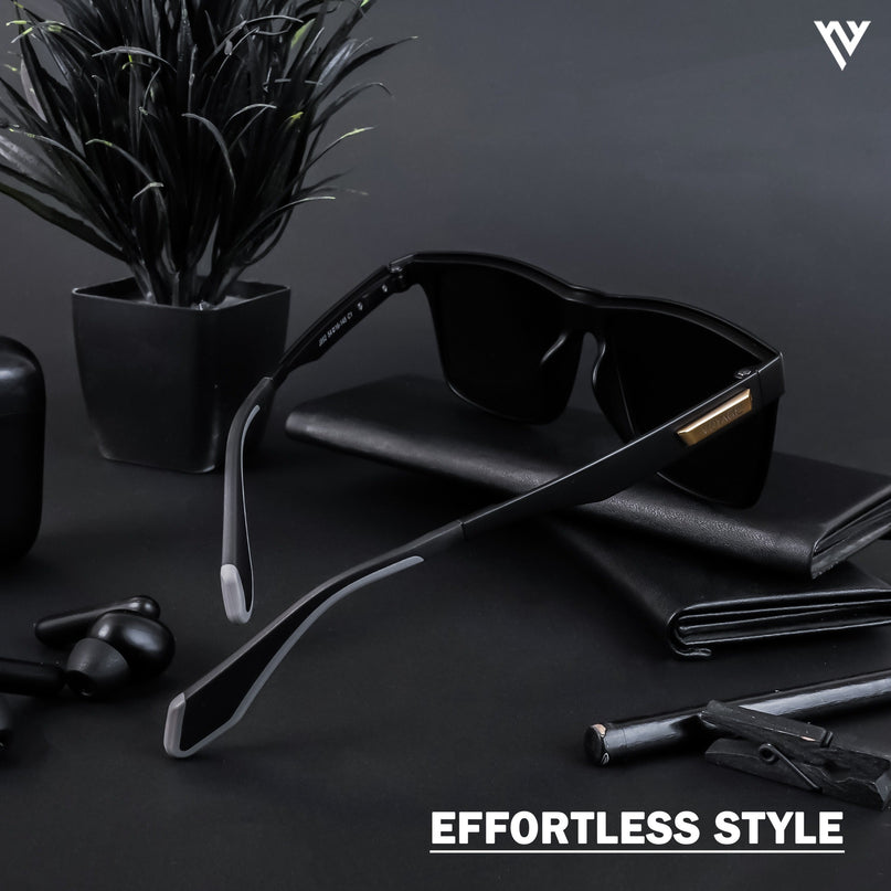 Active Black Wayfarer Polarized Sunglasses - PMG4477