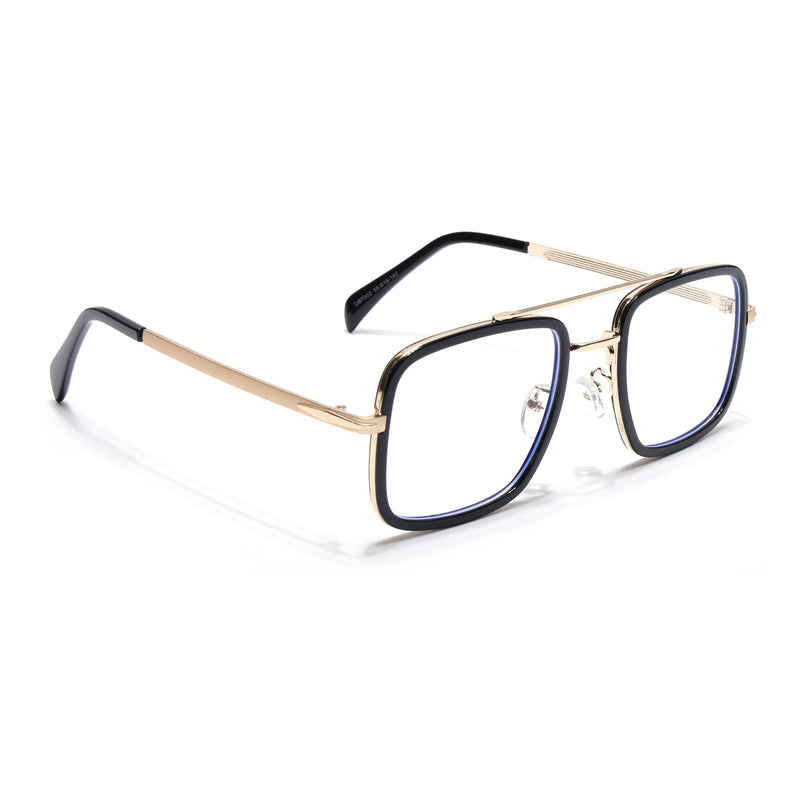 Voyage Black & Golden Wayfarer Eyeglasses for Men & Women - MG5265-C1