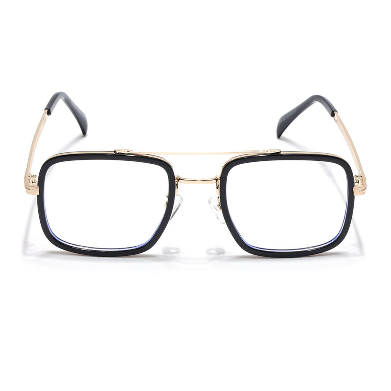 Voyage Black & Golden Wayfarer Eyeglasses for Men & Women - MG5265-C1