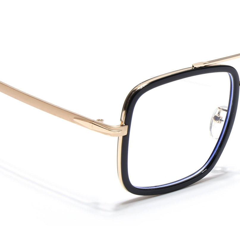 Voyage Black & Golden Wayfarer Eyeglasses for Men & Women - MG5265-C1