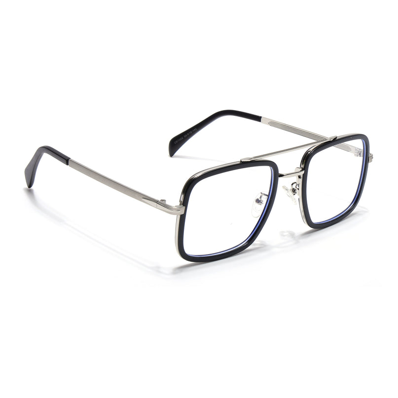 Voyage Black & Silver Wayfarer Eyeglasses for Men & Women - MG5266-C2
