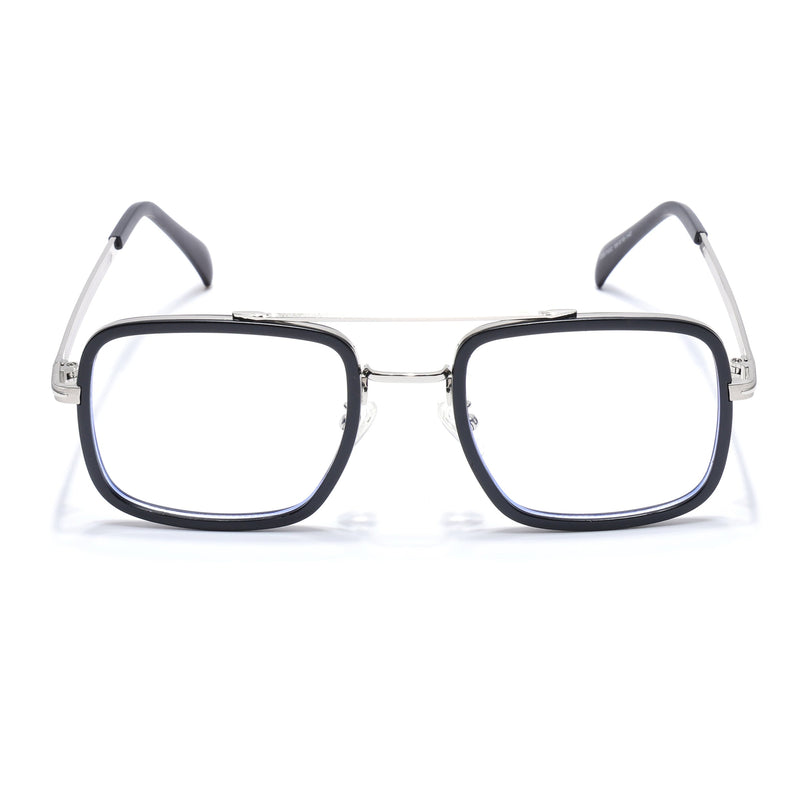 Voyage Black & Silver Wayfarer Eyeglasses for Men & Women - MG5266-C2