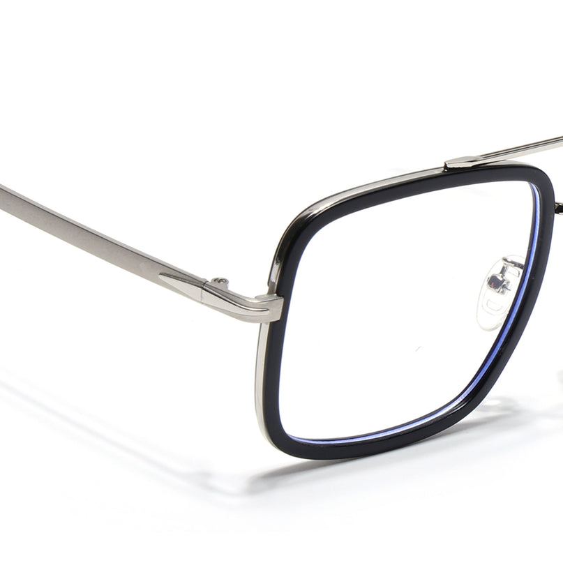 Voyage Black & Silver Wayfarer Eyeglasses for Men & Women - MG5266-C2