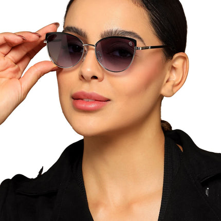 Eyejack Silver & Black Cateye Sunglasses for Women (7005CL830)