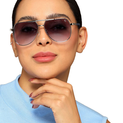 Eyejack Silver Aviator Sunglasses for Men & Women (7008CL871)