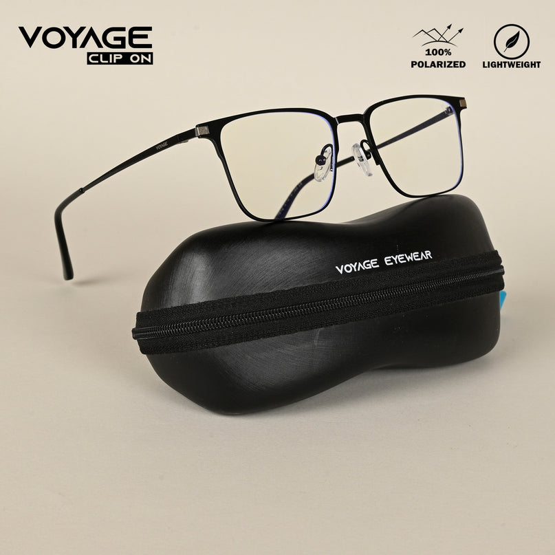 Black Square Clip-On Polarized Sunglasses - PMG4654