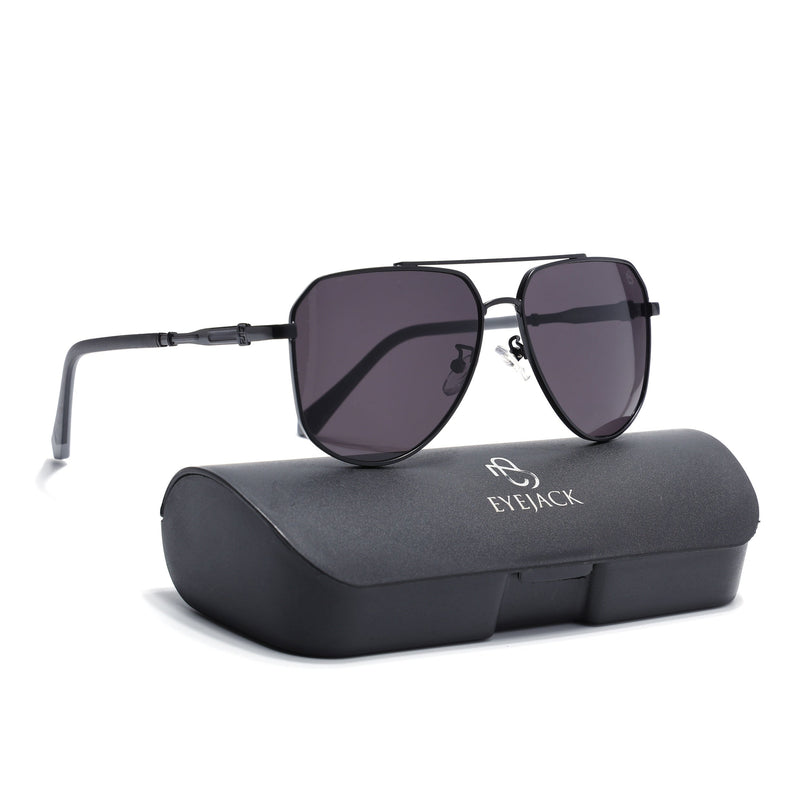 Eyejack Black Aviator Polarized Sunglasses for Men & Women (7013CL2122)