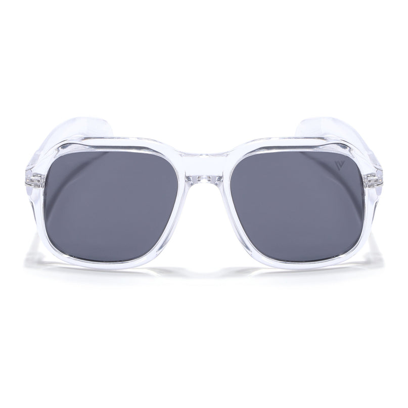 Wayfarer Polarized Sunglasses (Black Lens | Transparent Frame - PMG4988)