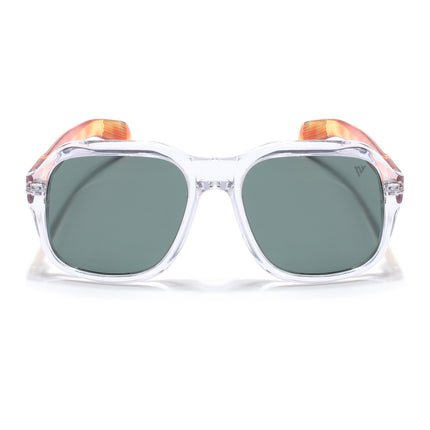 Wayfarer Polarized Sunglasses (Green Lens | Transparent Frame - PMG4991)