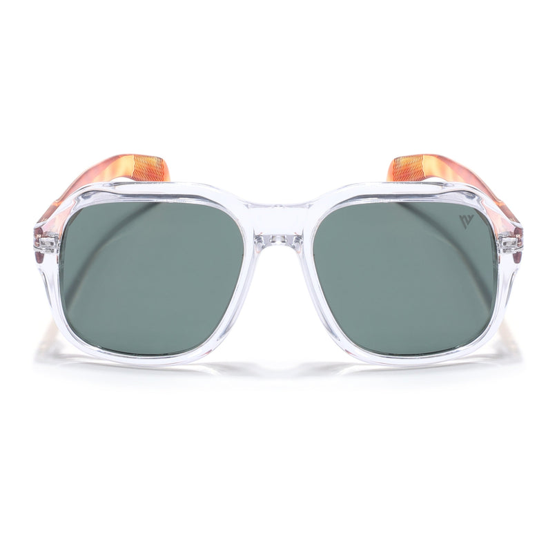 Wayfarer Polarized Sunglasses (Green Lens | Transparent Frame - PMG4991)