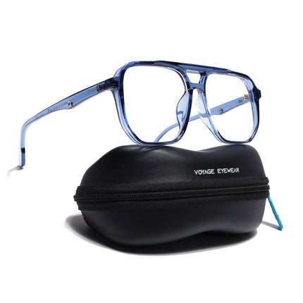 Voyage Maverick Transparent Blue Wayfarer Eyeglasses for Men & Women - MG5005-C3
