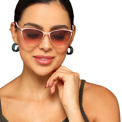 Eyejack Golden & Pink Cateye Sunglasses for Women (7030CL845)