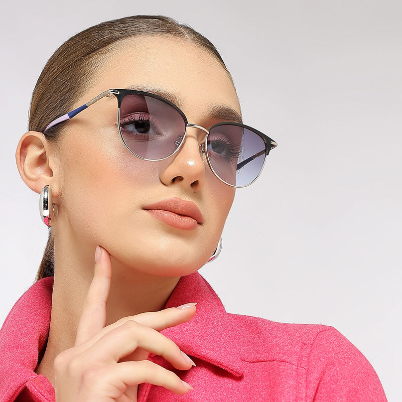 Eyejack Black & Silver Cateye Sunglasses for Women (7031CL819)