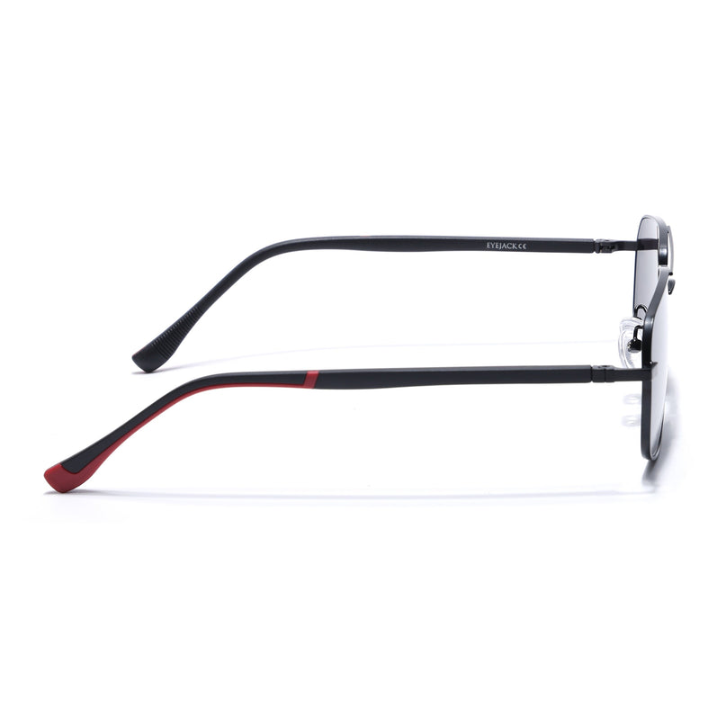 Eyejack Black Rectangle Polarized Sunglasses for Men & Women (7035CL2125)