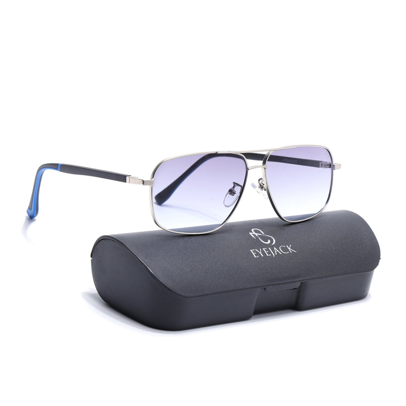 Eyejack Silver Rectangle Polarized Sunglasses for Men & Women (7035CL2127)