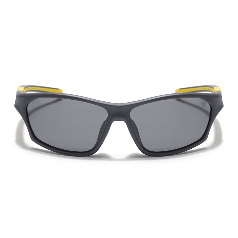 Wrap Around Polarized Sunglasses for Kids -6 yrs To 12 yrs (Black Lens | Grey Frame - PMG5898)