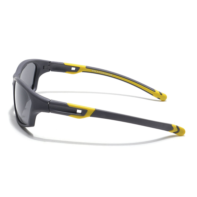 Wrap Around Polarized Sunglasses for Kids -6 yrs To 12 yrs (Black Lens | Grey Frame - PMG5898)