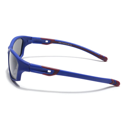 Wrap Around Polarized Sunglasses for Kids -6 yrs To 12 yrs (Black Lens | Blue Frame - PMG5899)