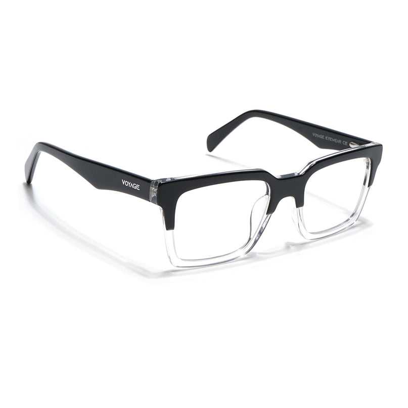 Voyage Visionary Black & Transparent Square Eyeglasses for Men & Women - SLMG6413-C2