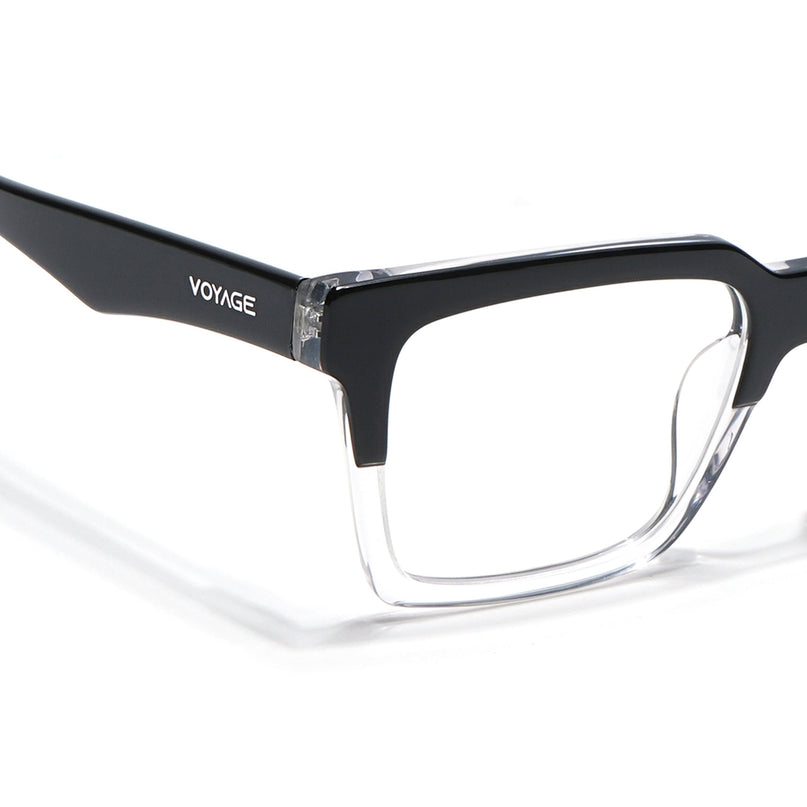 Voyage Visionary Black & Transparent Square Eyeglasses for Men & Women - SLMG6413-C2