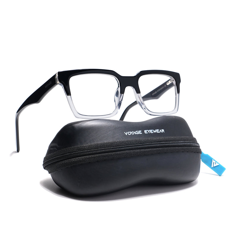 Voyage Visionary Black & Transparent Square Eyeglasses for Men & Women - SLMG6413-C2