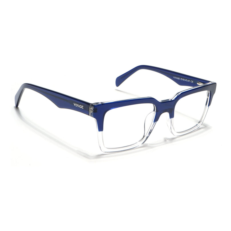 Voyage Visionary Navy Blue & Transparent Square Eyeglasses for Men & Women - SLMG6414-C3