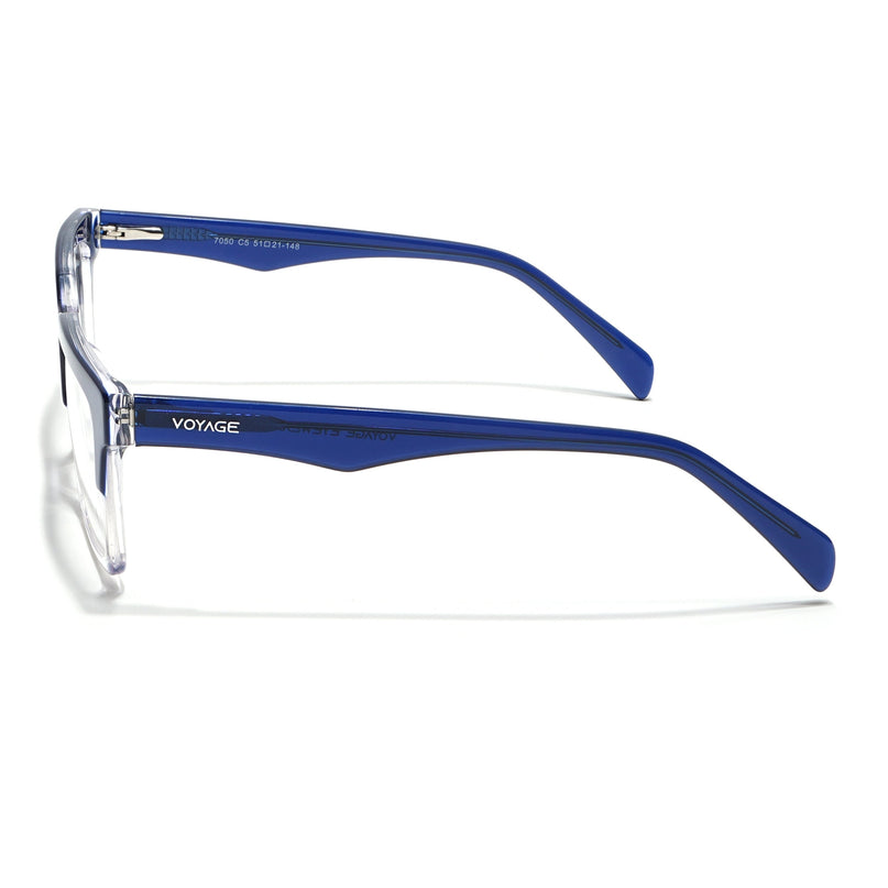 Voyage Visionary Navy Blue & Transparent Square Eyeglasses for Men & Women - SLMG6414-C3