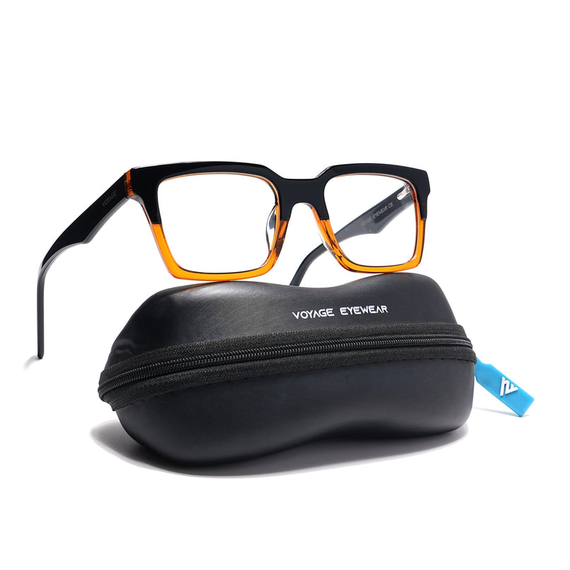 Voyage Visionary Black & Brown Square Eyeglasses for Men & Women - SLMG6415-C4