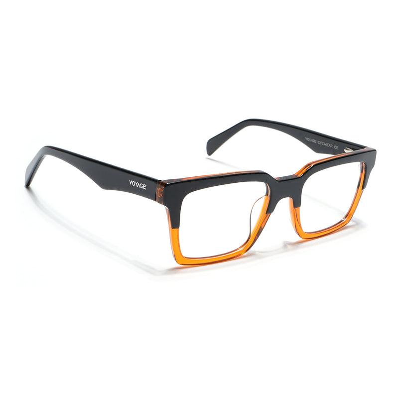 Voyage Visionary Black & Brown Square Eyeglasses for Men & Women - SLMG6415-C4