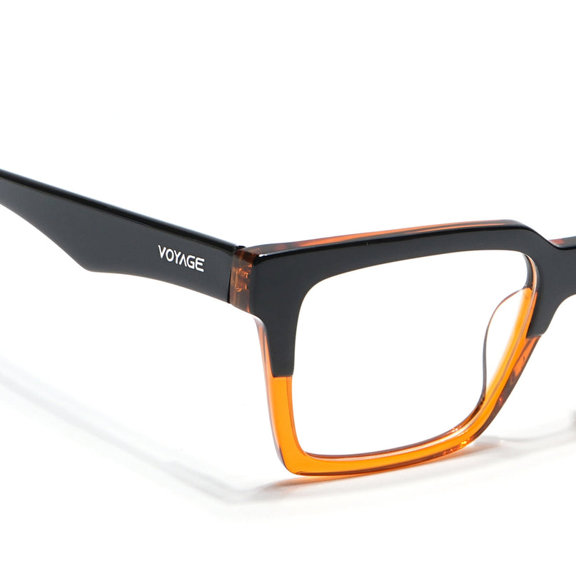 Voyage Visionary Black & Brown Square Eyeglasses for Men & Women - SLMG6415-C4