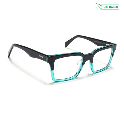 Voyage Glaze Black & Green Square Acetate Eyeglasses for Men & Women - SLMG6416-C5