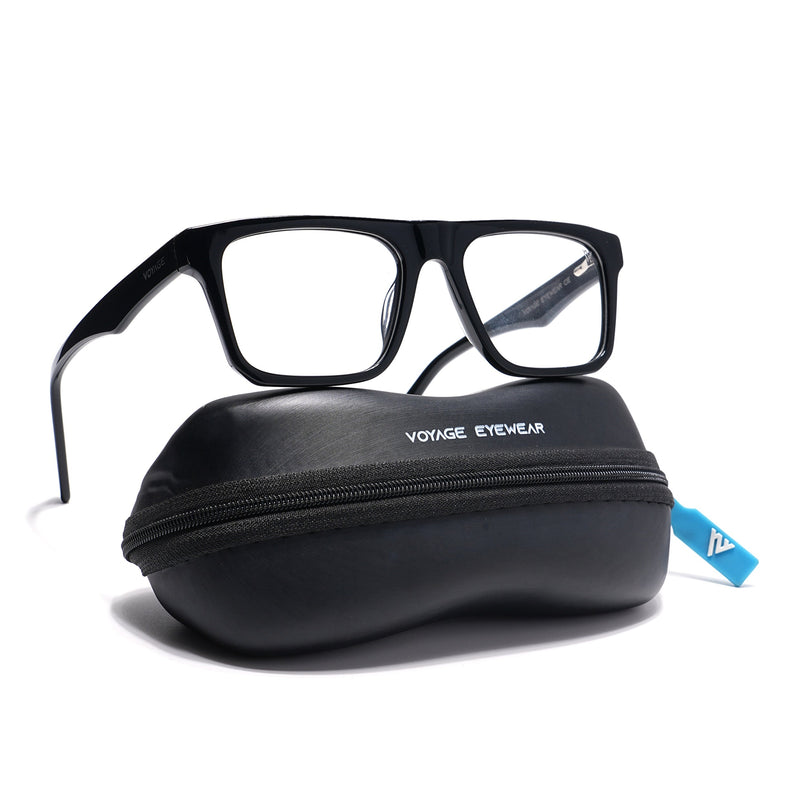 Voyage Visionary Shine Black Square Eyeglasses for Men & Women - SLMG6417-C1