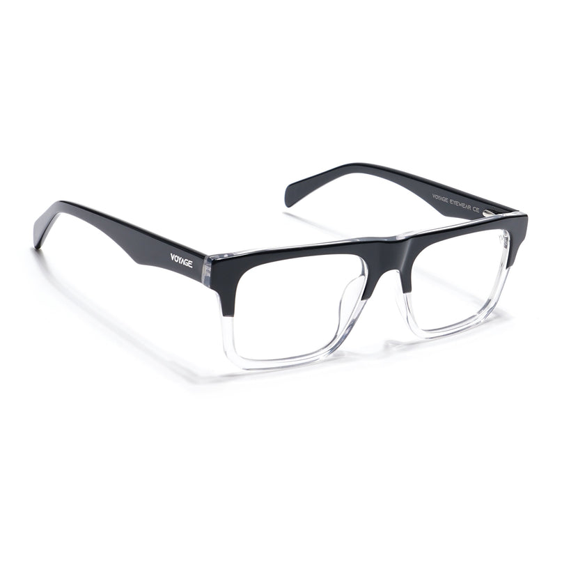 Voyage Visionary Black & Transparent Square Eyeglasses for Men & Women - SLMG6418-C2